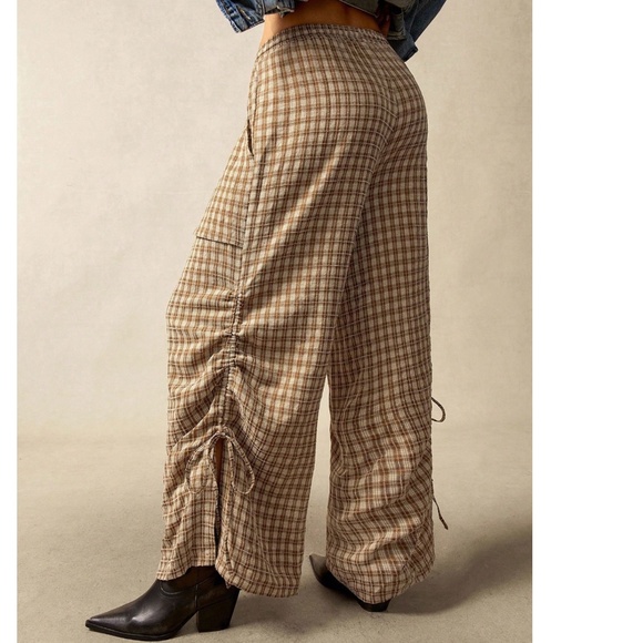 Classic Plaid Print Stretchy Waist Wide leg Lounge Pants - Picture 4 of 6